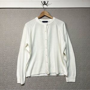 XL Karen Scott Ivory Cardigan Sweater with Pearl Buttons